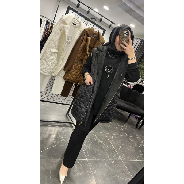 PUREVA Çiçek İşleme Yelekli Üçlü Takım