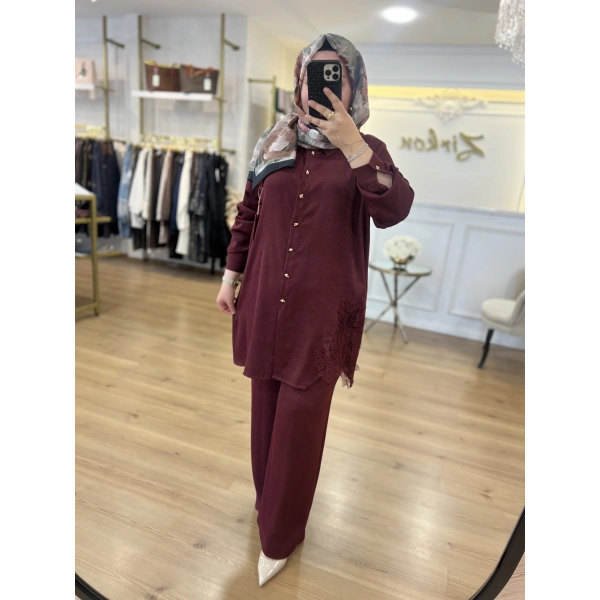 PUREVA DANTELLİ PAMUK SATEN TAKIM