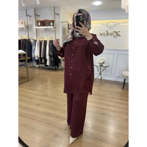 PUREVA DANTELLİ PAMUK SATEN TAKIM