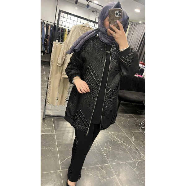 Pureva Jakarlı Ceketli Üçlü Takım