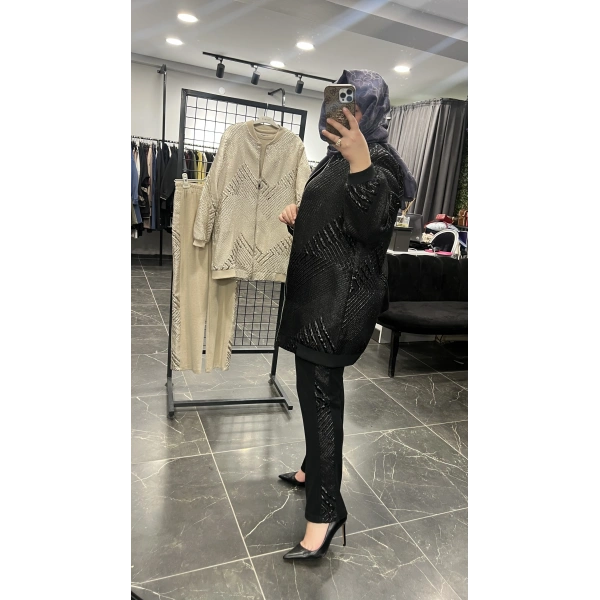 Pureva Jakarlı Ceketli Üçlü Takım