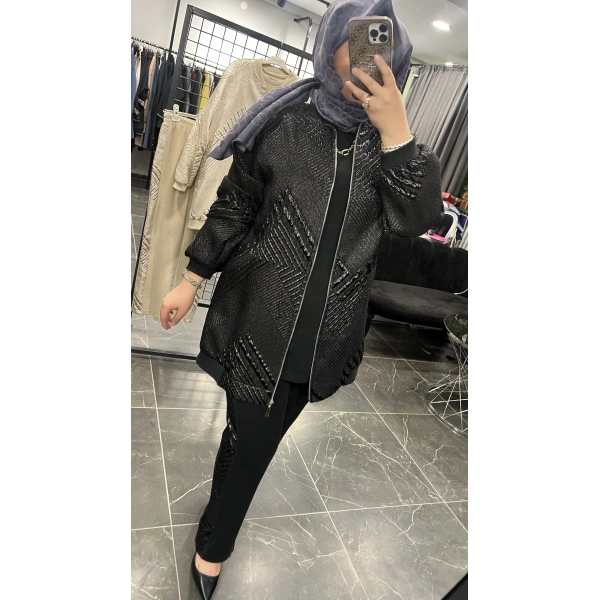 Pureva Jakarlı Ceketli Üçlü Takım