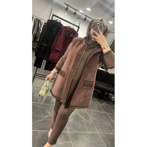 Pureva Kürklü Simli Üçlü Takım