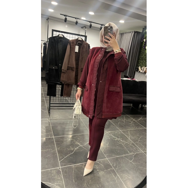 Pureva Kürklü Simli Üçlü Takım