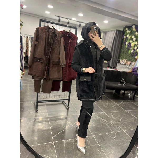 Pureva Kürklü Simli Üçlü Takım