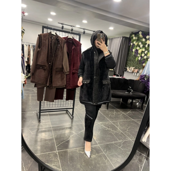 Pureva Kürklü Simli Üçlü Takım