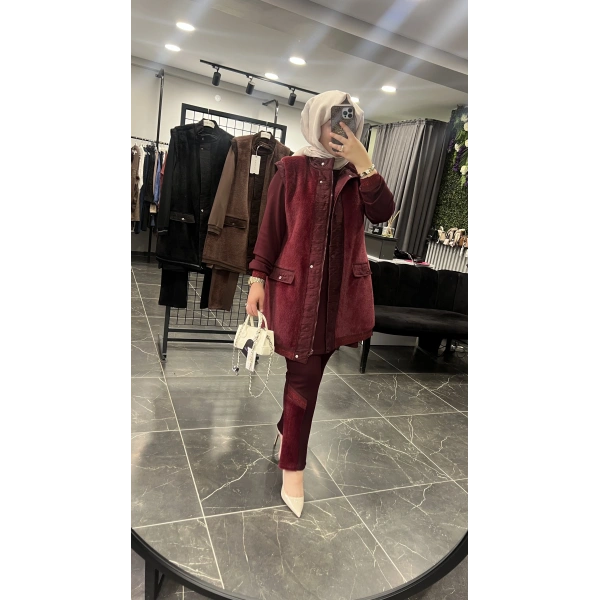 Pureva Kürklü Simli Üçlü Takım