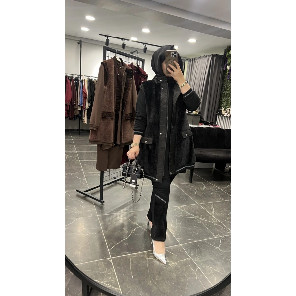 Pureva Kürklü Simli Üçlü Takım