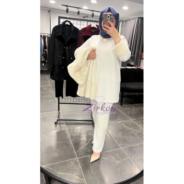 Pureva Kürklü Üçlü Takım