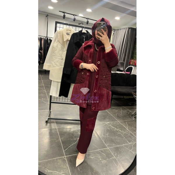 Pureva Kürklü Üçlü Takım