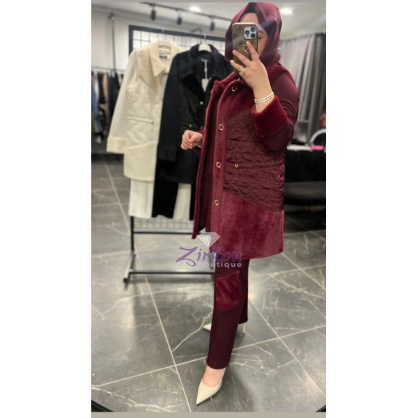 Pureva Kürklü Üçlü Takım