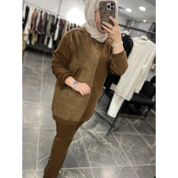 Pureva Omuz İşleme Kürklü Takım