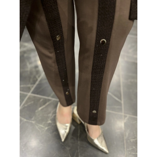 Pureva Pul Tüvitli Kapitoneli Yelekli Üçlü Takım