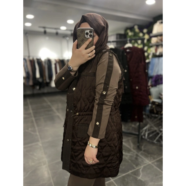 Pureva Pul Tüvitli Kapitoneli Yelekli Üçlü Takım