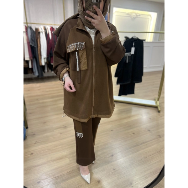 PUREVA Saçak Taşlı Ceketli İkili Takım