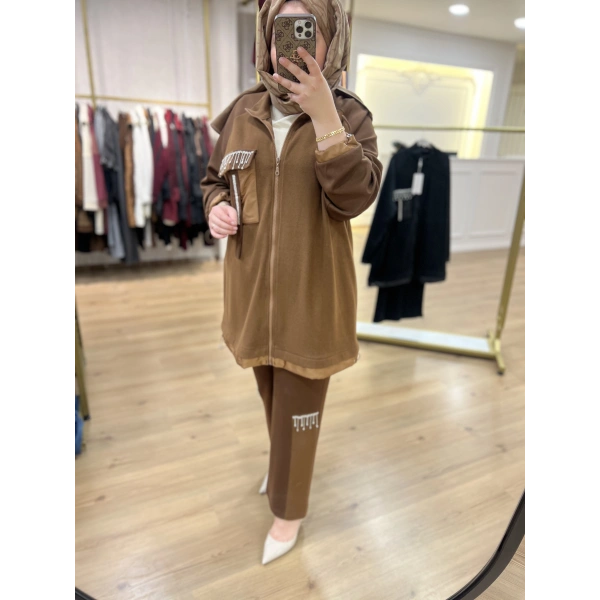 PUREVA Saçak Taşlı Ceketli İkili Takım