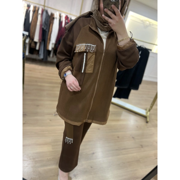 PUREVA Saçak Taşlı Ceketli İkili Takım