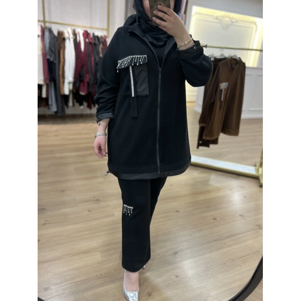 PUREVA Saçak Taşlı Ceketli İkili Takım