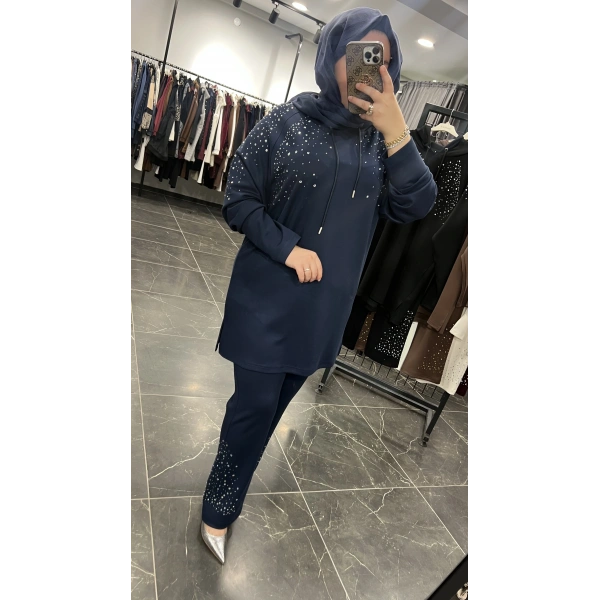 PUREVA Serpme Taşlı Sweat Takım