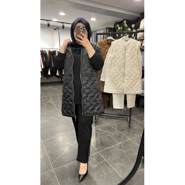 PUREVA Sıra Taşlı Yelekli Üçlü Takım