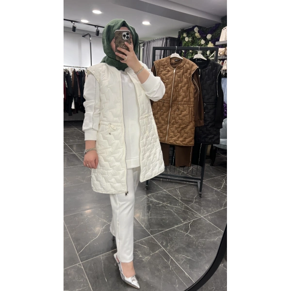 PUREVA Sıra Taşlı Yelekli Üçlü Takım