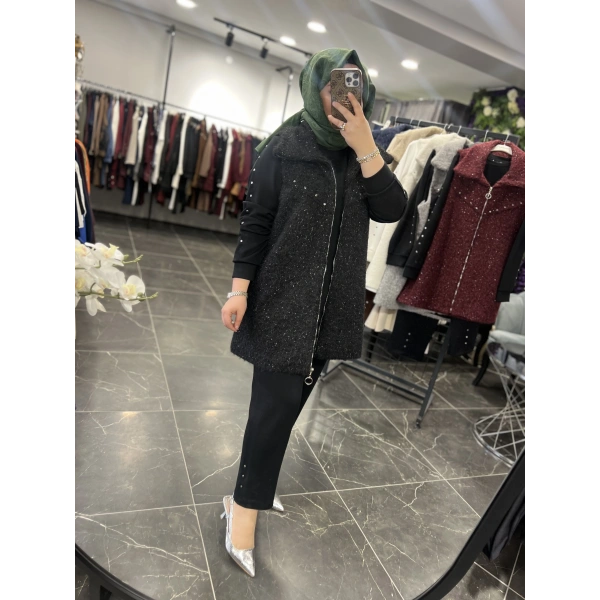 Pureva Zımbalı Simli Yelekli Üçlü Takım