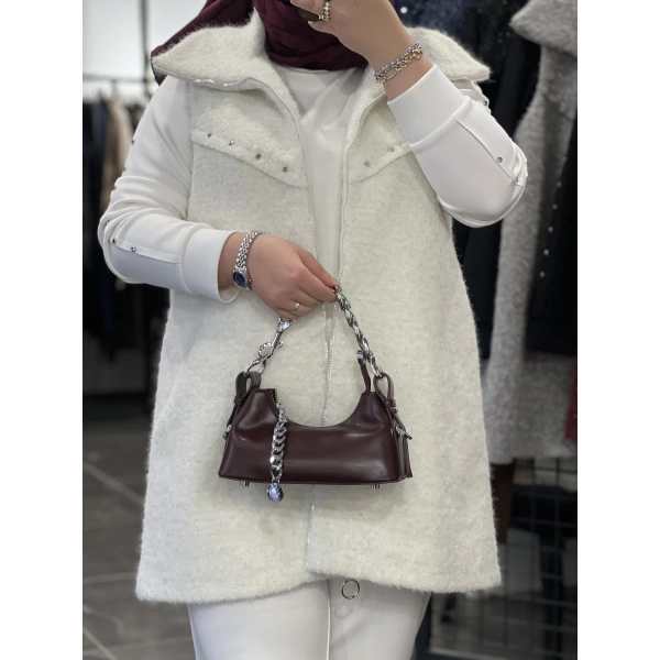 Pureva Zımbalı Simli Yelekli Üçlü Takım