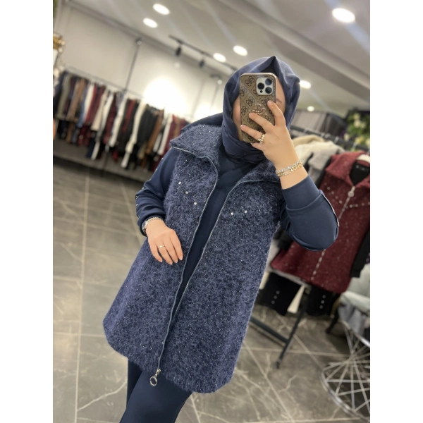 Pureva Zımbalı Simli Yelekli Üçlü Takım