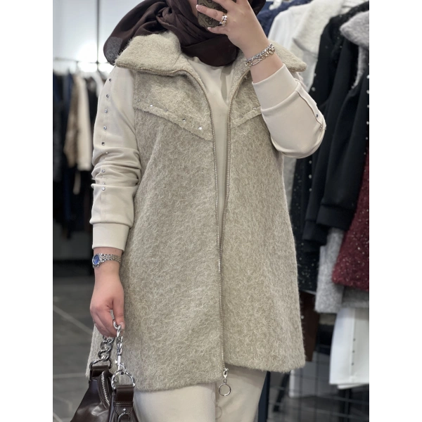 Pureva Zımbalı Simli Yelekli Üçlü Takım