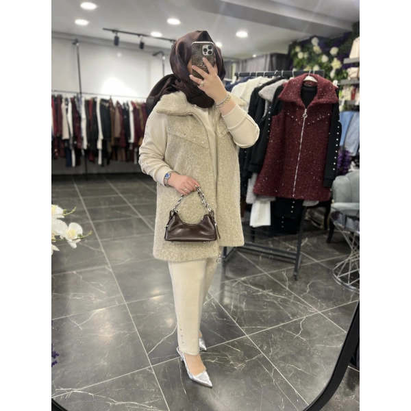 Pureva Zımbalı Simli Yelekli Üçlü Takım