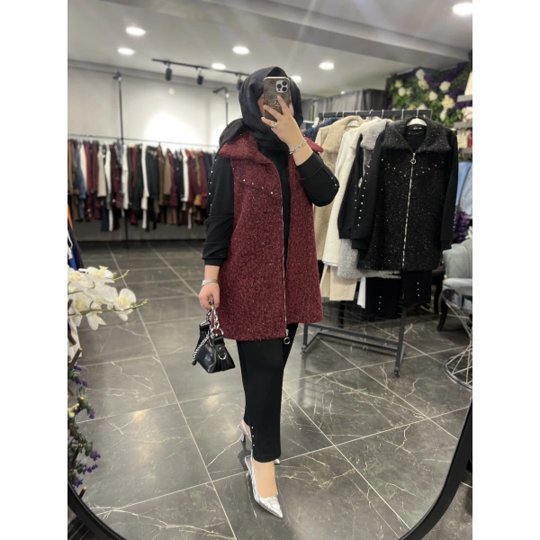 Pureva Zımbalı Simli Yelekli Üçlü Takım