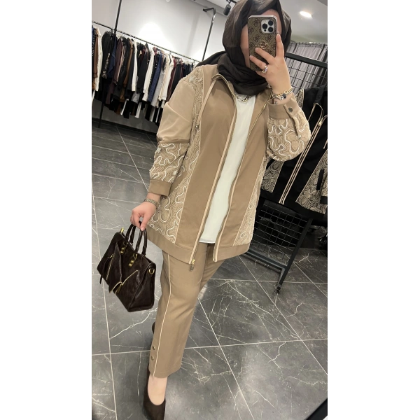 SBL Pullu Kabartmalı Gabardin Ceketli Takım