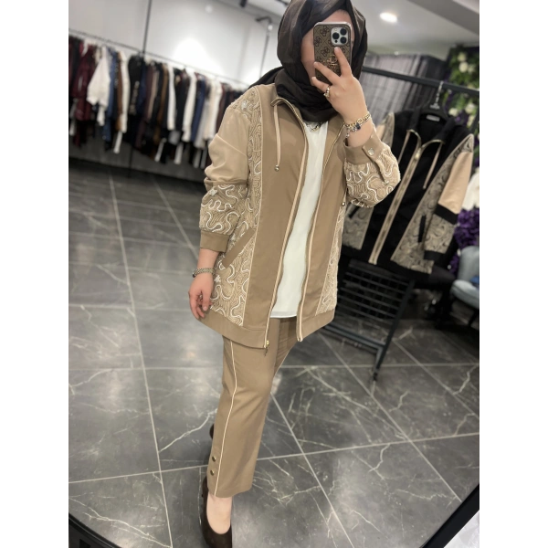 SBL Pullu Kabartmalı Gabardin Ceketli Takım