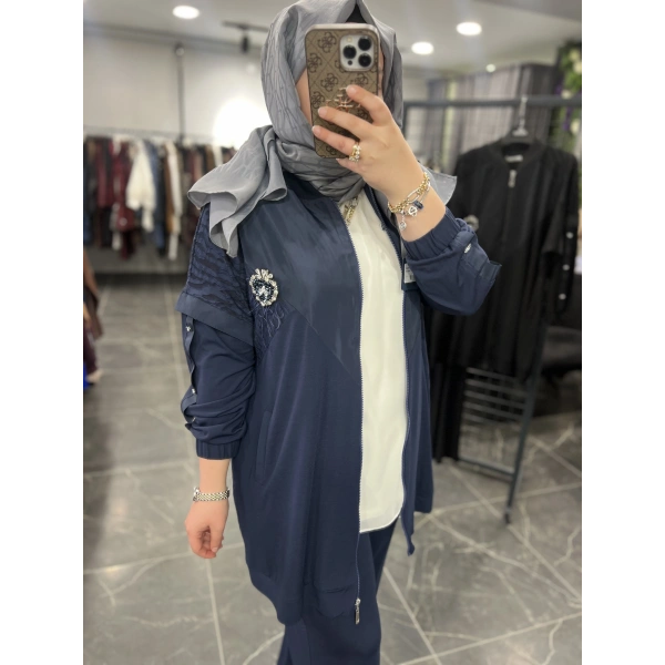 Solis Broşlu Zebra Jakarlı Bambu Penye Takım