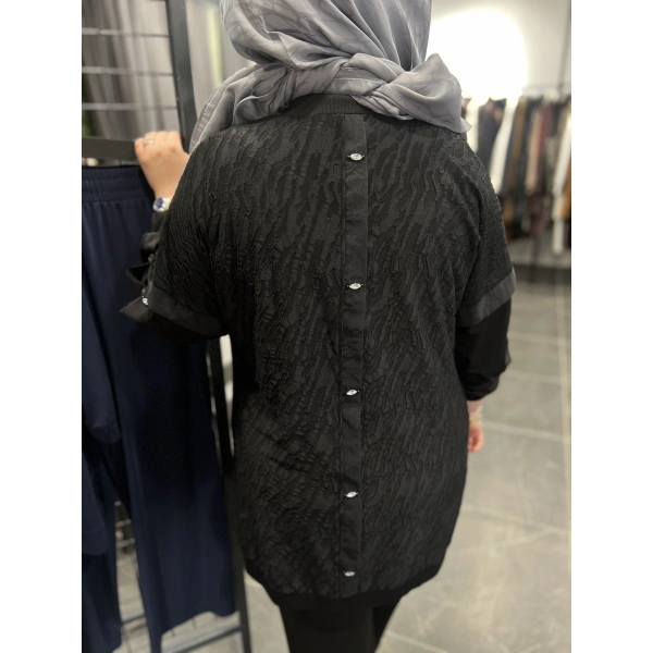 Solis Broşlu Zebra Jakarlı Bambu Penye Takım