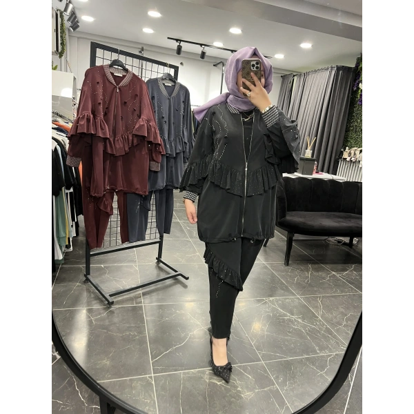 SOLİS Fırfırlı Taşlı Takım