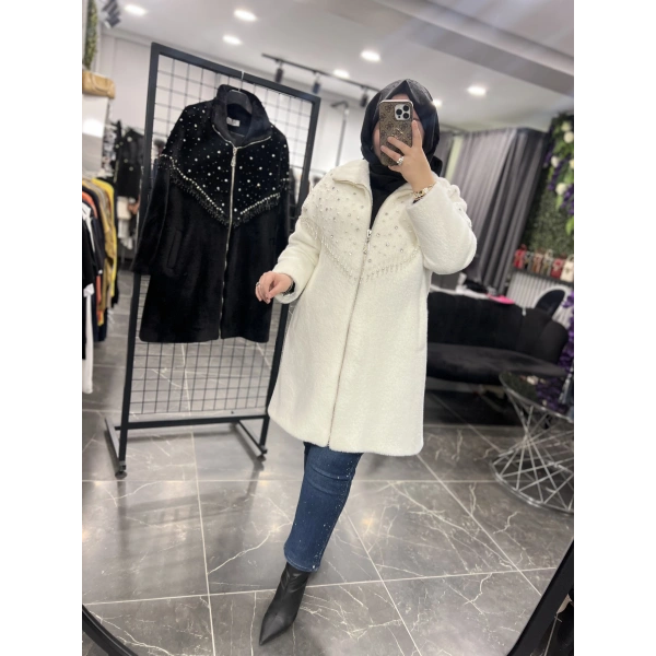 Solis İncili Saçaklı Angora Kürk