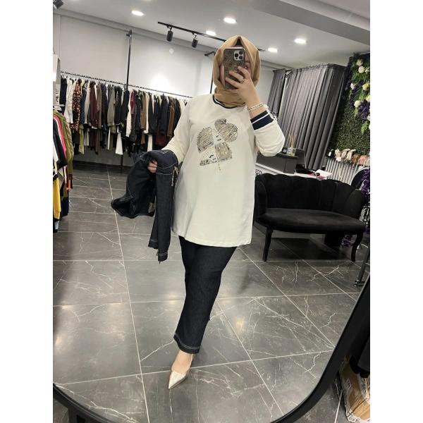 SOLİS Taşlı Fermuarlı Üçlü Kot Takım