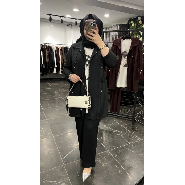 SOLİS Üçgen Zımbalı Süet Üçlü Takım