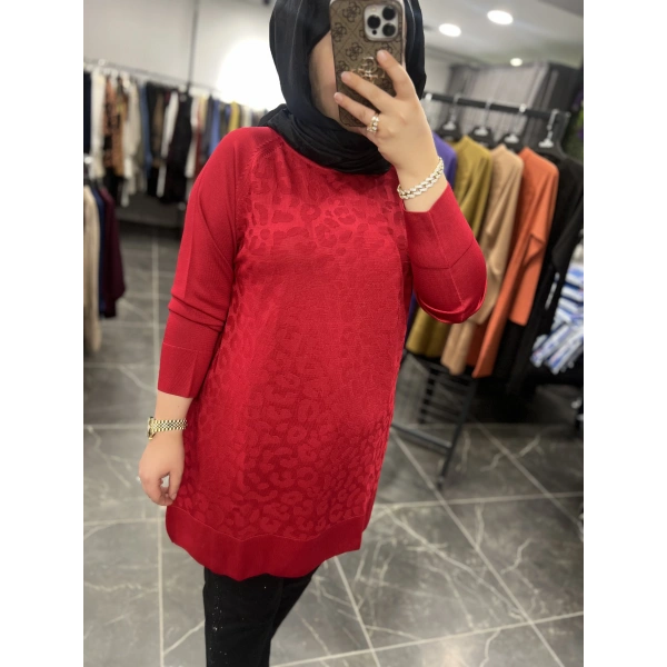 ZİRKON Leopar Kabartmalı Merserize Tunik