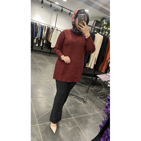 ZİRKON Zebra Jakarlı Merserize Tunik