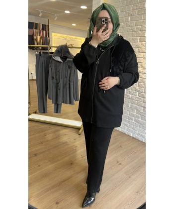 Levidor Çiçek Kabartmalı Ceketli Takım