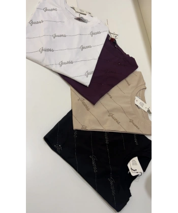 Çarpraz Taşlı Tişört