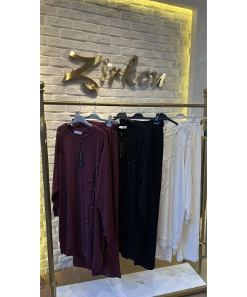 MEVA PLUS BY PUREVA İncili Taşlı Yün Triko Takım