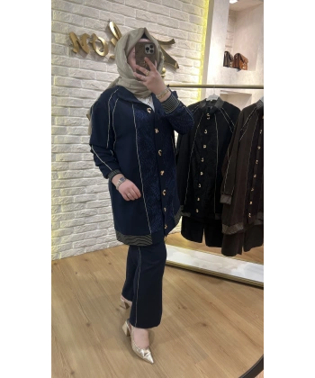 MEVA BY PUREVA Dantelli Nakışlı Ceketli Takım( BÜYÜK BEDEN)