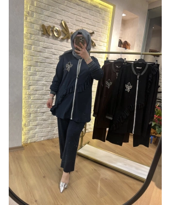 SOLİS Fırfırlı Taşlı Çelik Örme Takım