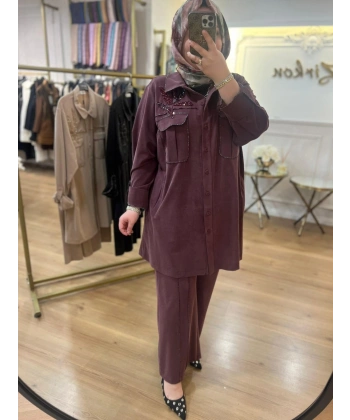 MEVA BY PUREVA Boncuk İşlemeli Nakışlı Tensel Takım