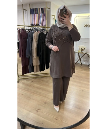 MEVA PLUS BY PUREVA Yaprak Nakışlı Tunik Takım