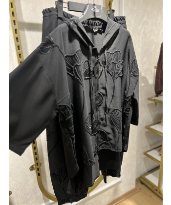 İTHAL Büyük Beden Püskürtme Taşlı & Kabartmalı şalvar Takım