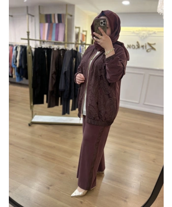 PUREVA Güpürlü Ceket Takım